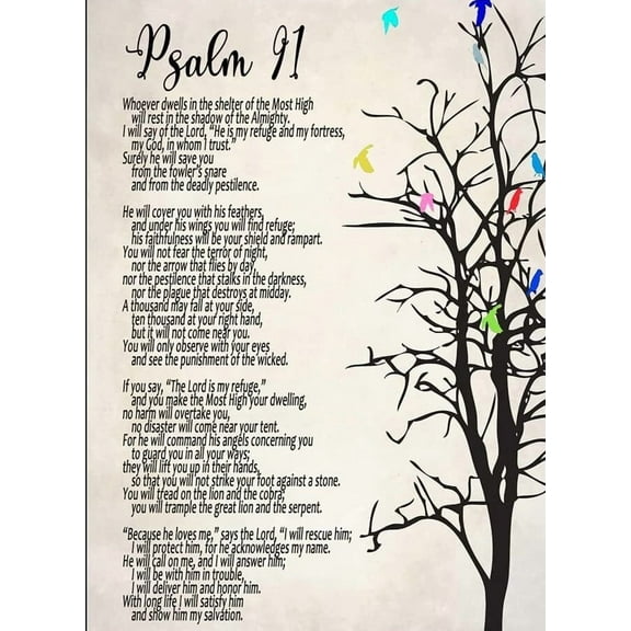 Psalm 91 Wall Art poster He Who Dwells In The Secret Place Canvas Print Christian Scripture Canvas Wall Art For Home Office
