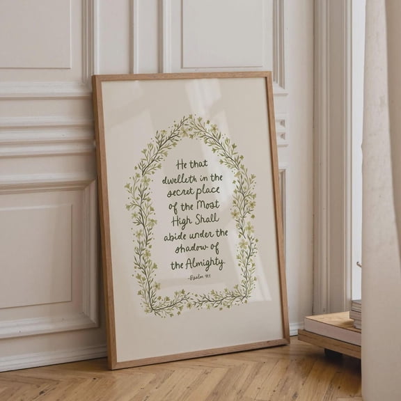 Psalm 91 Wall, Secret Place Scripture, Botanical, Christianwork, Wall Art