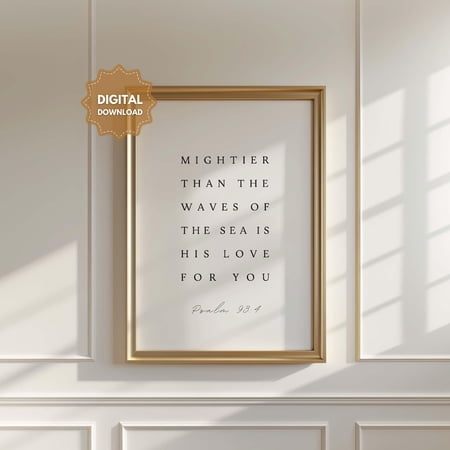 Psalm 93 4 Mightier Than the Waves Scripture Wall Art, Unframed Paper Print Size 8x12