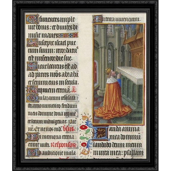 Psalm CXLV 28x32 Large Black Ornate Wood Framed Canvas Art by Limbourg brothers