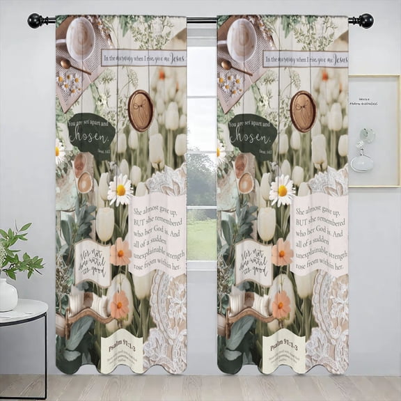 Psalm Christ Trust God Custom Window Curtains 52 x 84 Inch Set of 2 Panels