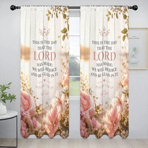 Psalm Lord God Christ Trust Rose Bible Verse Custom Window Curtains 52 x 84 Inch Set of 2 Panels