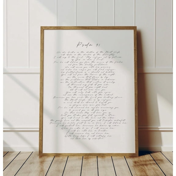 Psalm Ninety One Minimal Scripture Poster, Stretched Size 12x18