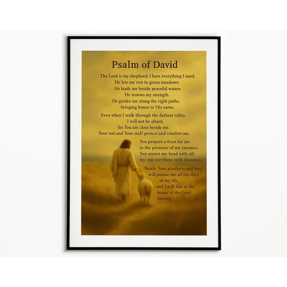 Psalm Of David The Lord Is My Shepherd Christian Scripture Poster Faith And Comfort Decor, Unframed Paper Poster 8x10in