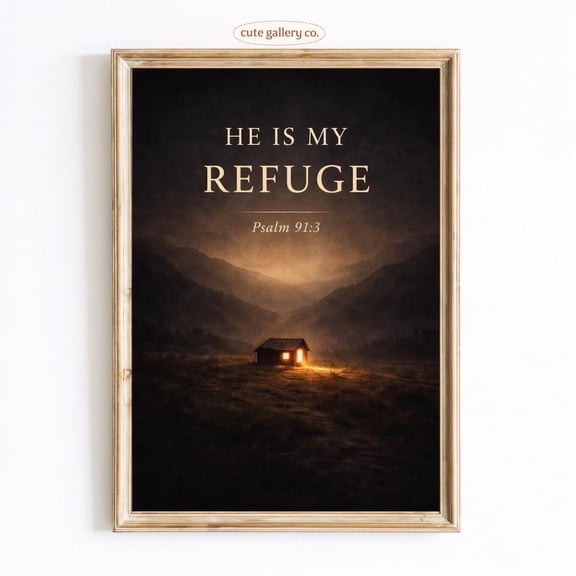 Psalm Refuge Cabin Night Sky Wall Art Home Decor Unframed Paper Print
