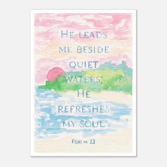 Psalm Twenty Three Print, Coastal Bible Verse Art, Unframed Paper Poster 8x10in