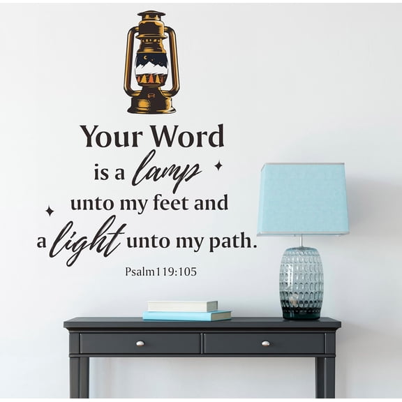 Psalm119:105 Bible Verse Wall Decal,Your Word is a Lamp Unto My Feet and a Light Unto My Path Christian Religious Scripture Quotes Vinyl Removable Wall Sticker for Home Church Classroom