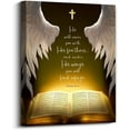 thumbnail image 1 of Psalms 91:4 Wall Art Canvas Prints， He Will Cover You With His Feathers，Bible Verse with Christian Sayings Decor, suitable for offices,Church, Home Wall Decor ，Tabletop/Hanging(29x38cm) framed, 1 of 6