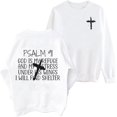 thumbnail image 1 of Psalms 91 Sweatshirt Women Christian Cross Jesus Long Sleeve Pullover Top Shirt, 1 of 7