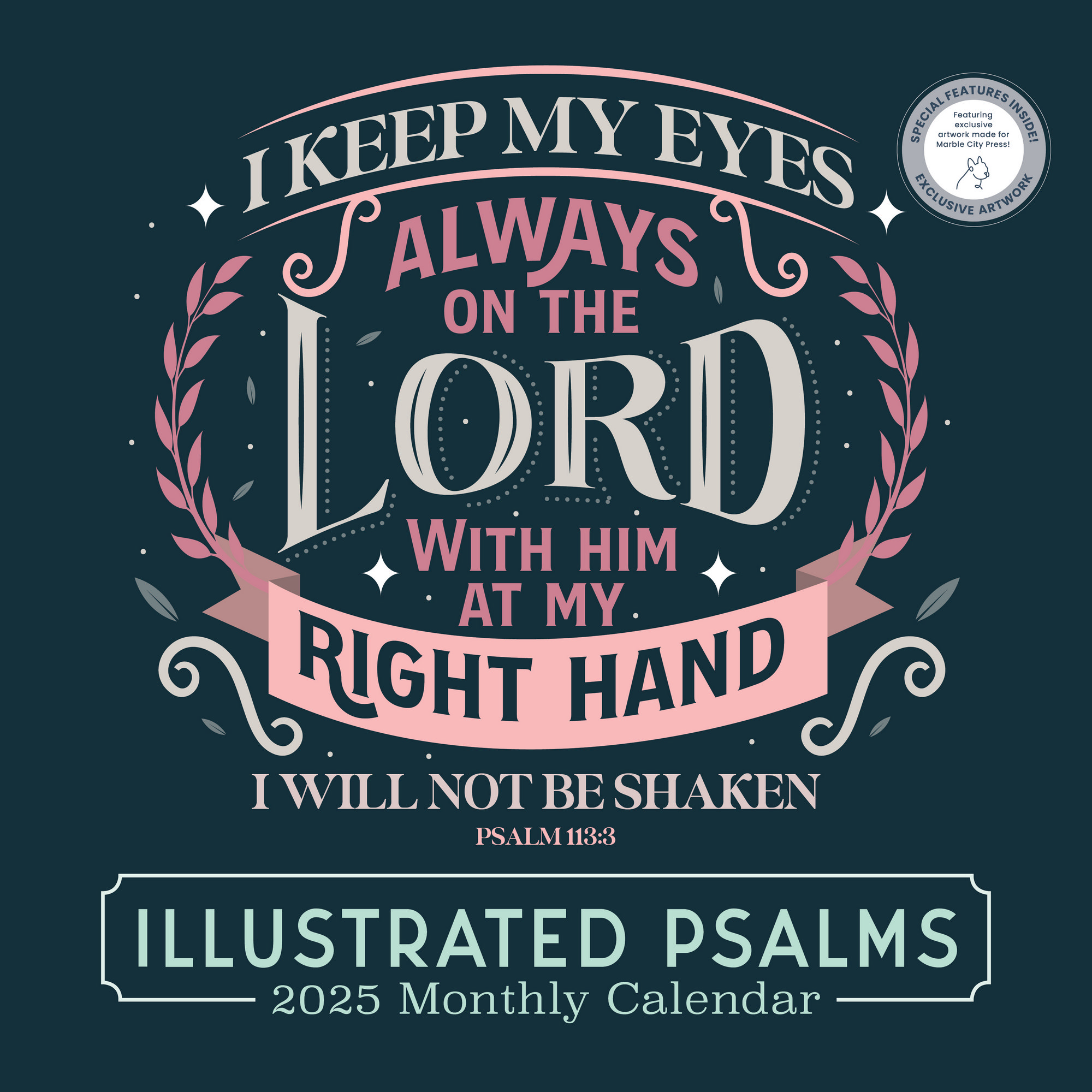 Psalms Calendar 2025 | 12" x 24" Inspirational Bible Word Art 12 Month Wall Calendar | Marble City Press | Illustrated Christian Words Art, Scripture, Psalm | 2024-2025 Calendar