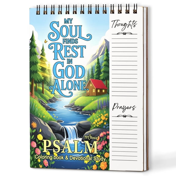 Psalms Coloring Book for Adults, 30 Minimalist Scripture Art Pages with Reflection & Prayer Space, Spiral Bound, A4 or A5 Softcover or Wood Cover