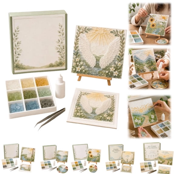 Psalms of Comfort & Strength Sea Glass Art Kit, Christian DIY Craft Kit with Inspirational Bible Verse Design, Religious Gift for Women, Faith Home Decor Wall Art,Wings