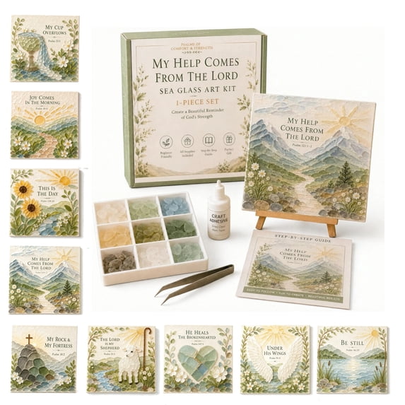 Psalms of Comfort & Strength Sea Glass Art Kit, Christian Sea Glass Art Kit, DIY Sea Glass Mosaic Craft for Adults, Inspirational Christian Wall Art and Home Decor Gift (sunflower),the lord