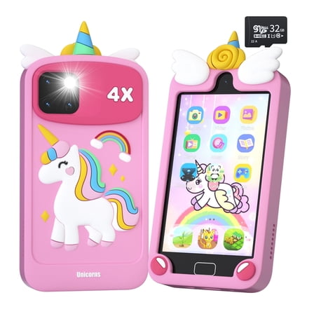 Psalms & Pals Kids Smart Phone, 4.0" Touchscreen Toddler Learning Play Toy Phone with Dual Camera, Game, Music Player, Learning Toy Christmas Birthday Gifts for 3-12 Year Old Boys Girls, Pink