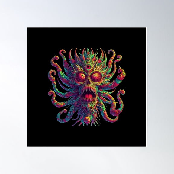 Pschedelic Octopus Monster Poster Wall Art, Modern Wall Decor For Living Room Bedroom, 30x30 UNFRAMED