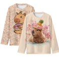 thumbnail image 1 of Psesaysky 13-14 Years Girls Basic Long Sleeve Shirts Capybara Donut Toddler Kids Soft Breathable T-Shirt Crew Neck Fashion Tee Tops, 1 of 6