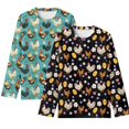 thumbnail image 1 of Psesaysky 2 Pack Rooster Floral Girls Long Sleeve Shirts Soft Lightweight Crewneck 11-12 Years Girls' Basic Long-Sleeve T-Shirts Toddlers' Winter Tees, 1 of 6