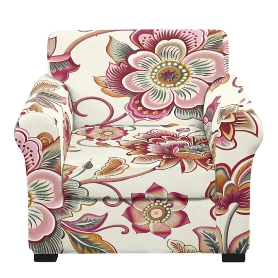 Psesaysky 2 Pcs Individual Cushion Cover Vintage Floral Print Armchair Slipcover, Couch Sofa Covers Brushed with Stretch for Living Room