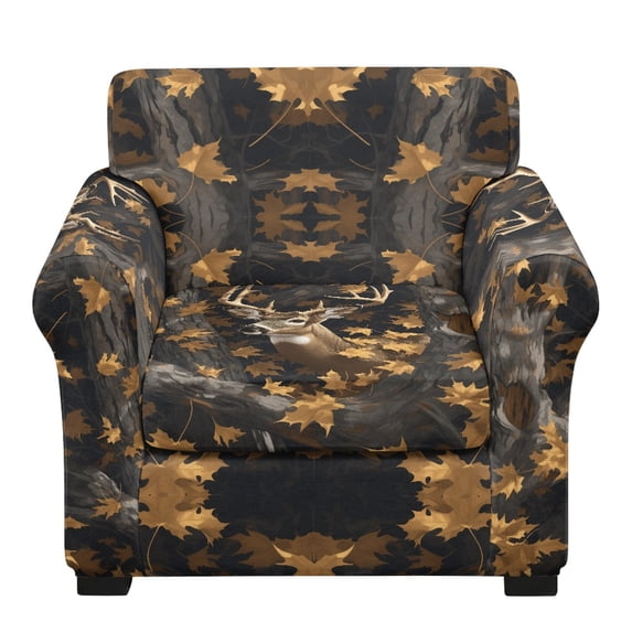 Psesaysky 2-Piece Sofa Cover for Living Room, Autumn Deer Forest Print Armchair Slipcover Stretch Couch Slipcover for Pet