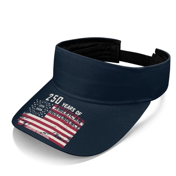 Psesaysky 250 Years Flag Print Unisex Visor Cap Adjustable Open Top Quick Dry for Golf Walking Running Beach Travel Sports