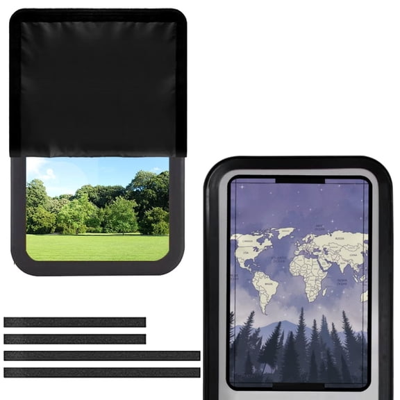 Psesaysky 26x17.3 inch RV Sun Shade Cover, Forest and Map Window Shade Cover with UV and Privacy Protection, Fits Most RV Interior Door Windows, Half-Fold Design