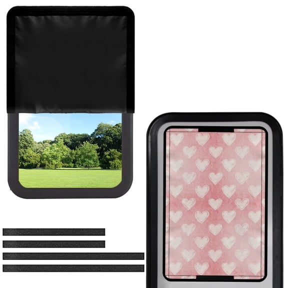 Psesaysky 26x17.3 inch RV Sun Shade Cover, Window Shade Cover with UV and Privacy Protection, Fits Most RV Interior Door Windows, Half-Fold Design, Pink Hearts