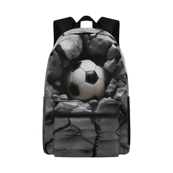 Psesaysky 3D Soccer Cracked Rock Backpack for Teen Boys Girls Schoolbag 17 Inch Large Capacity Rucksack with Adjustable Shoulder Straps& Smooth Zipper Knapsack for Travel Daypack Shoulder Bag