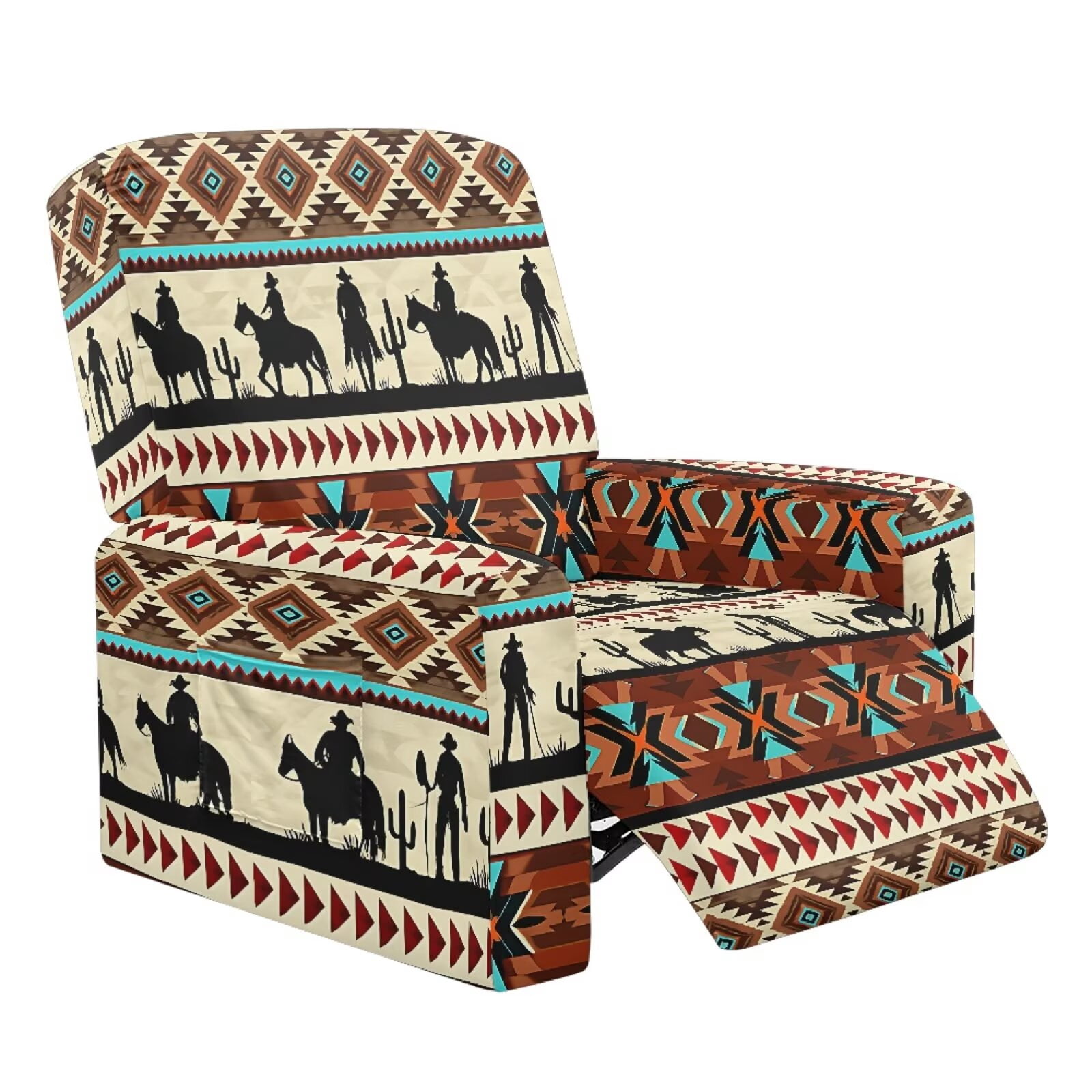 Psesaysky 4-Pieces Recliner Sofa Covers Aztec Western Pattern Stretch