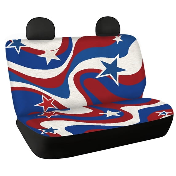 Psesaysky 4th of July Car Back Seat Covers for Auto Interior Automotive, Retro Patriotic Star 2 Pack Car Rear Seat Protectors Protects Against Dirt Easy to Install
