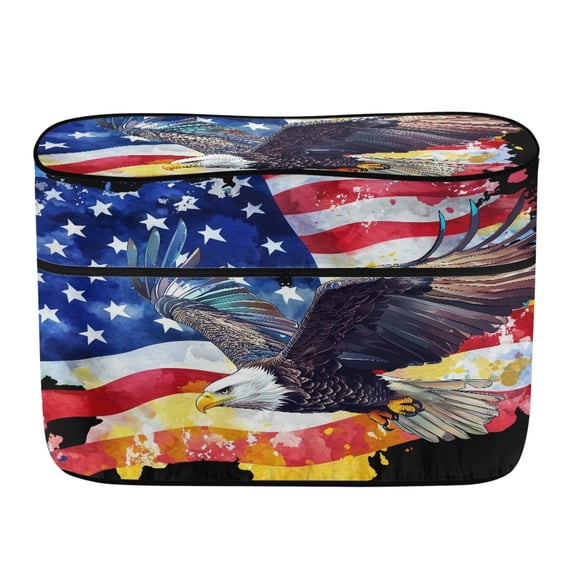 Psesaysky 4th of July RV Dual Propane Tank Cover Featuring American Flag Eagle, Polyester Canvas Cover with Front Zipper for Outdoor Camping and Long Trips