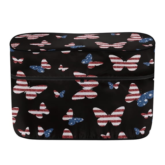 Psesaysky 4th of July RV Dual Propane Tank Cover Featuring American Flag Butterfly, Waterproof Polyester Cover for Travel Camping and Outdoor Use