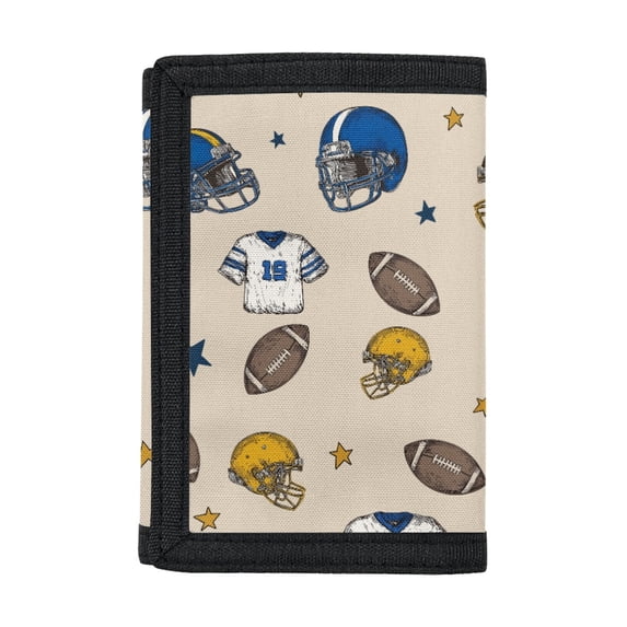 Psesaysky American Football Trifold Pouch, Polyester Fabric Youth Wallet for Outdoor Sports, Slim Lightweight Little Boys Wallet for Travel