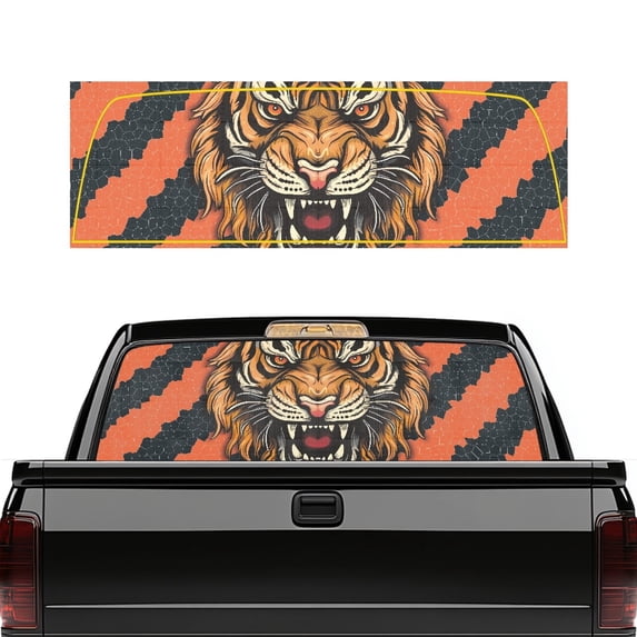 Psesaysky Angry Roaring Tiger Rear Window Decal 66.9 x 22.4 Inches, Vinyl Automotive Decal for Most Pickup Trucks, with Full Coverage and Sun Heat Protection