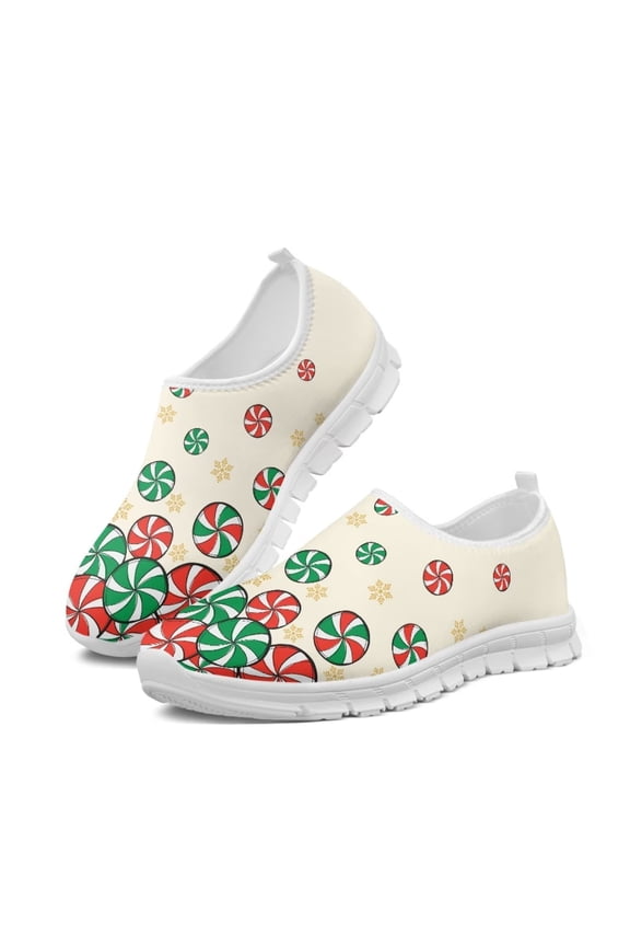 Anti-Slip and Wear-Resistant Casual Shoes Women's Slip On Sneakers Unique Printed Shoes with Candies for Women Big Girls
