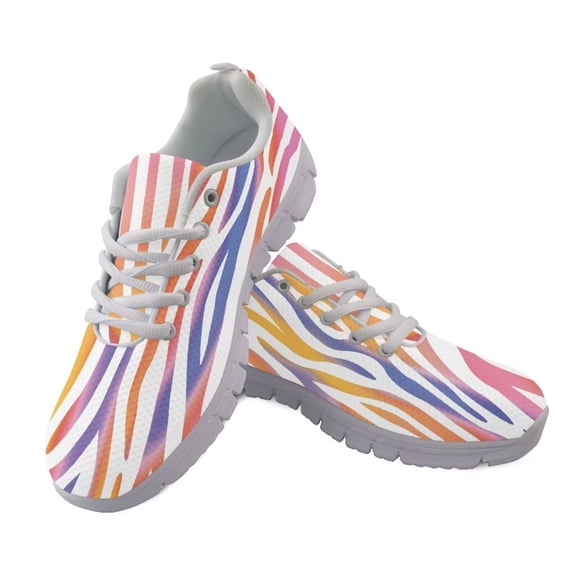 Psesaysky Athletic Shoes for Adults and Teens Hiking Shoes Women Rainbow Sneakers with Color Stripes Women Corlorful