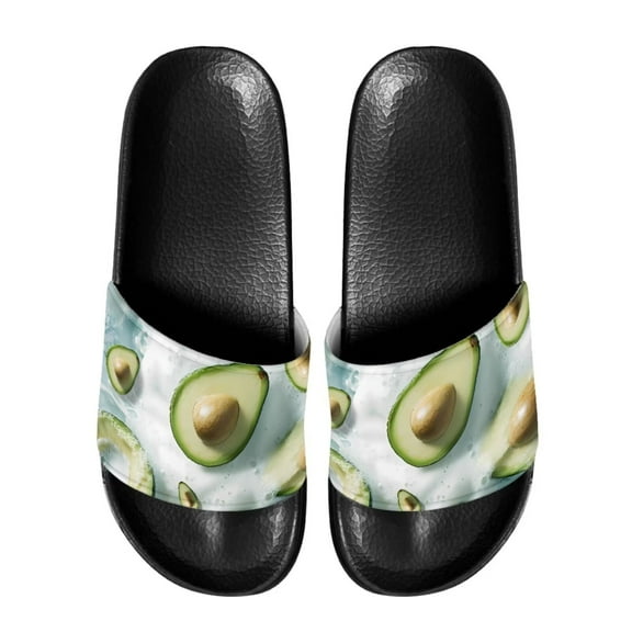 Psesaysky Avocado Printed Slide Sandals for Women Girls Fashionable Comfortable Durable Flip Flops Size 6-13.5