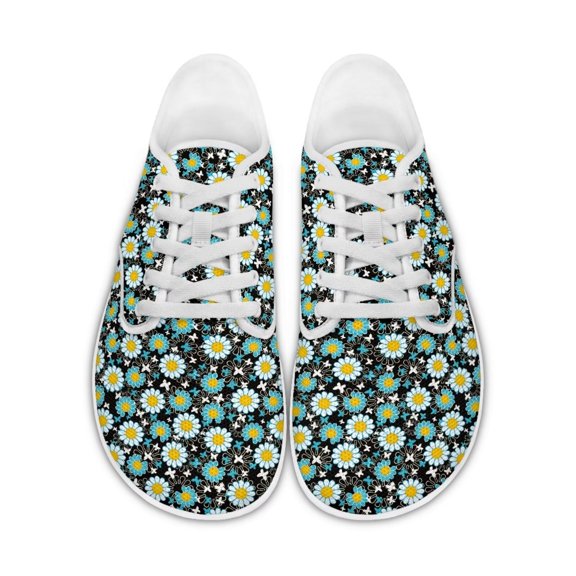 Psesaysky Barefoot Walking Shoes Women Barefoot Sneakers Women Daisy Print Shoes for Women Comfortable Casual Shoes