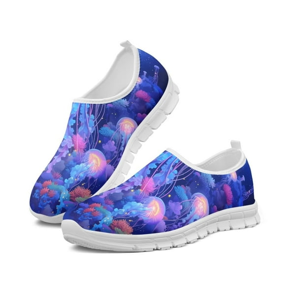 Psesaysky Beautiful Jellyfish Print Casual Shoes for Girls Women Slip on Comfortable Walking Shoes Size 5.5-11.5