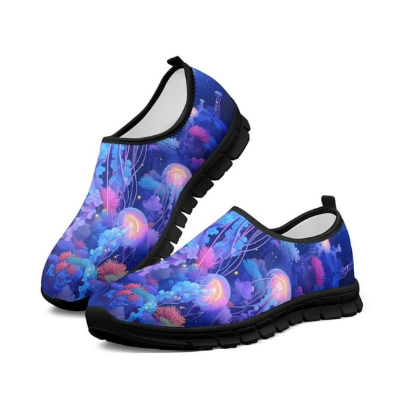 Psesaysky Beautiful Jellyfish Print Casual Shoes for Girls Women Slip on Comfortable Walking Shoes Size 5.5-11.5