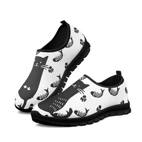 Psesaysky Black Cats Casual Shoes for Women Girls Suitable for All Seasons Lightweight and Breathable Walking Sneakers Wear-Resistant Hiking Shoes