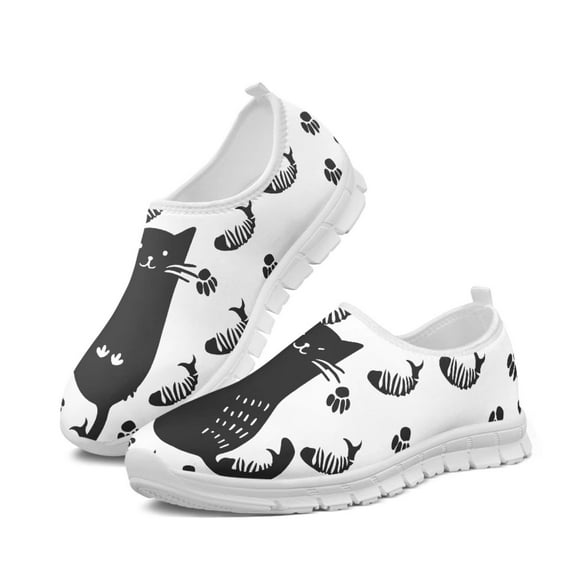 Psesaysky Black Cats Casual Shoes for Women Girls Suitable for All Seasons Lightweight and Breathable Walking Sneakers Wear-Resistant Hiking Shoes