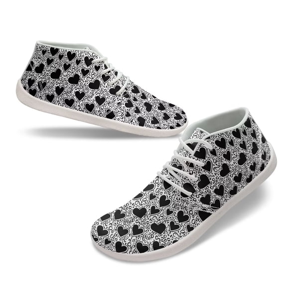 Psesaysky Black Heart Mid-Top Barefoot Shoes for Girls Women Skin-Friendly Wear-Resistant Casual shoes Size 6-13.5