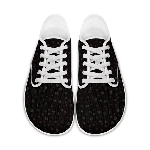 Psesaysky Black Sneakers for Women Lace-up Barefoot Shoes Women Zero-Drop Minimalist Shoes Casual Tennis Shoes