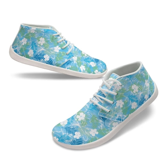 Psesaysky Blue Barefoot Shoes for Ladies Girls Stylish Printed Sneakers with Palm Leaves for Travel Size 6-13.5