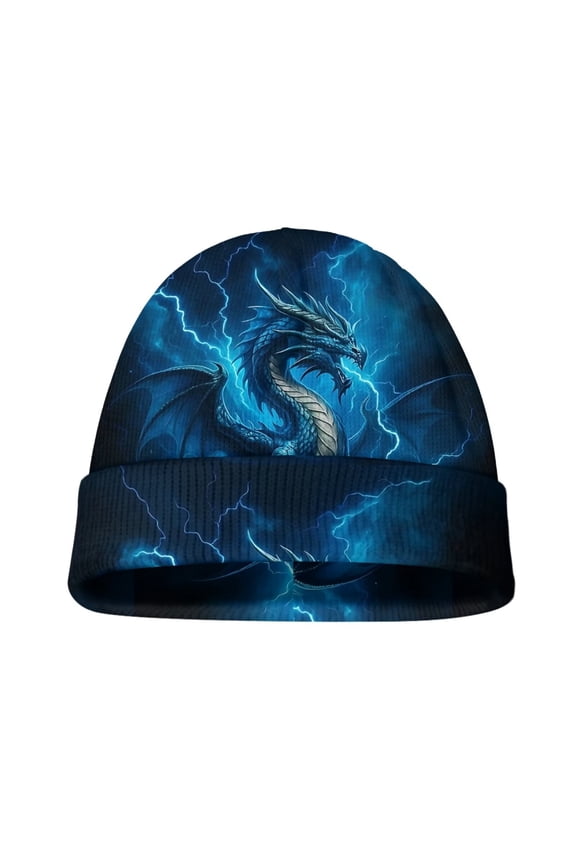Blue Dragon Lightning Print Hats for Unisex Kids Toddler Soft Beanie Warm Windproof Cap Winter Hats for Boy Girl