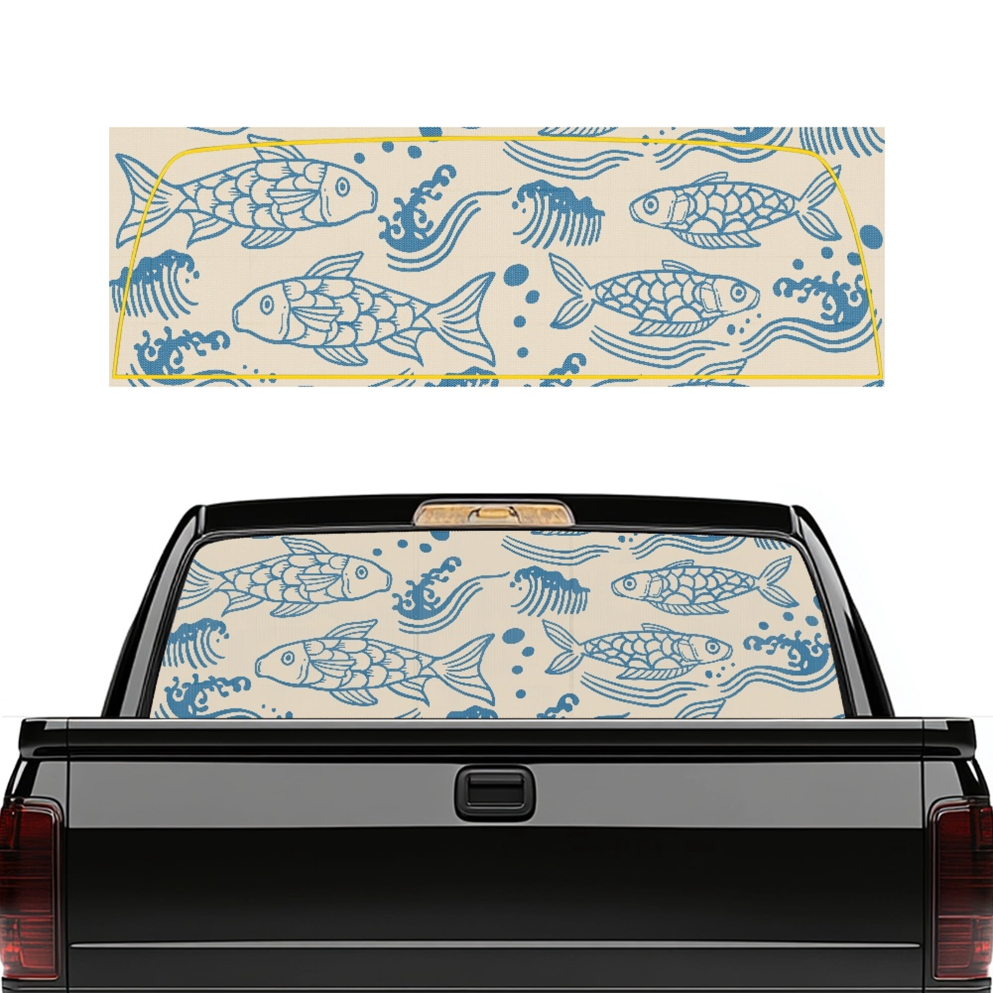 Psesaysky Blue Koi Wave Truck Rear Window Decals 66.9 x 22.4 Inch ...