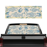 Performated Window Graphics Psesaysky Blue Koi Wave Truck Rear Window Decals 66.9 x 22.4 Inch ...