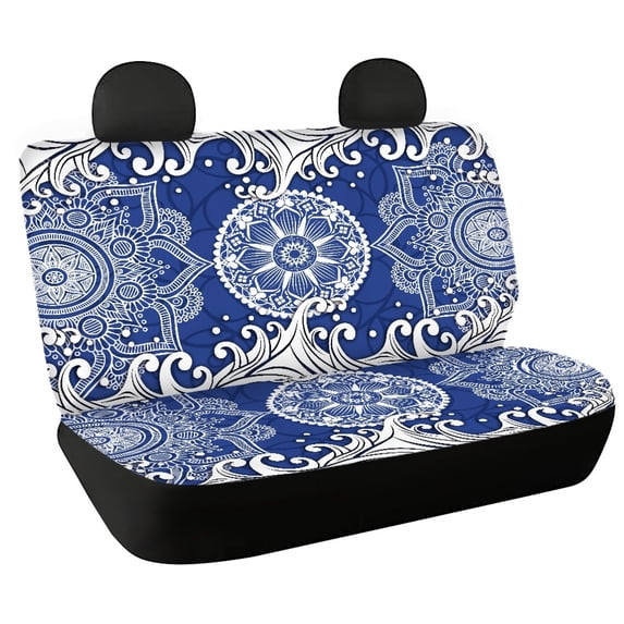Psesaysky Blue Mandala Rear Bench Seat Covers for SUV, 2 Piece Non-Slip Car Rear Seat Covers Easy to Install Durable Waterproof Back Seat Covers