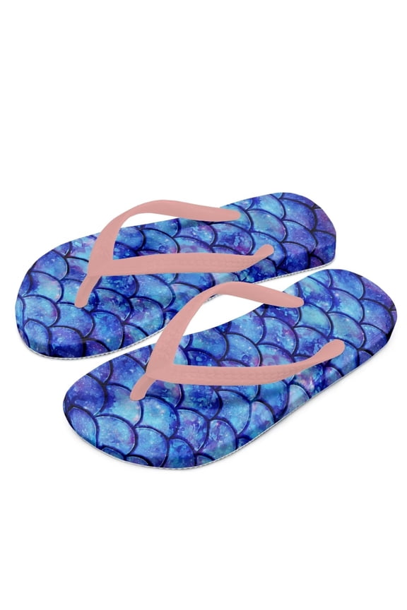 Blue Mermaid Print Kids Flip Flop - Comfortable & Stylish Summer Sandal for Boys & Girls with Footbed & Non-Slip Sole Size 10