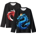 thumbnail image 1 of Psesaysky Blue Red Dragon Girls Long Sleeve Shirts 2 Pack Casual Lightweight Layering Tops 9-10 Years Slim Fit Crewneck Casual Undershirts, 1 of 6